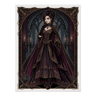 Elegant Gothic Queen Victorian Dark Art – Fantasy Poster