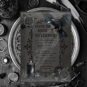 Elegant Gothic Raven Nevermore Halloween Party Acrylic Invitations