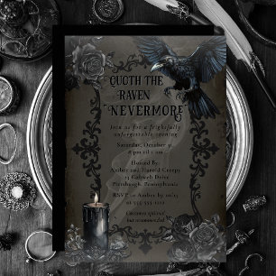 Elegant Gothic Raven Nevermore Halloween Party Invitation