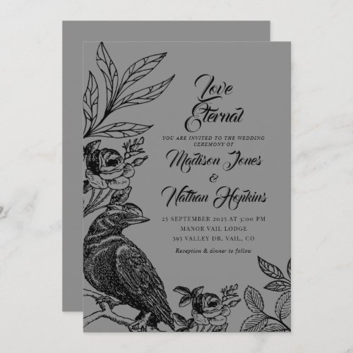Elegant Gothic Raven Wedding Invitation