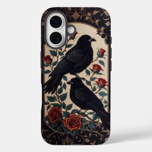 Elegant Gothic Ravens With Roses iPhone 16 Case