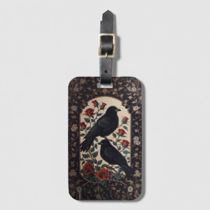 Elegant Gothic Ravens With Roses Luggage Tag