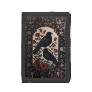 Elegant Gothic Ravens With Roses  Tri-fold Wallet