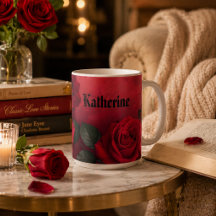 Elegant Gothic Red Roses Custom Name