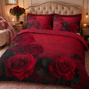 Elegant Gothic Red Roses  Duvet Cover