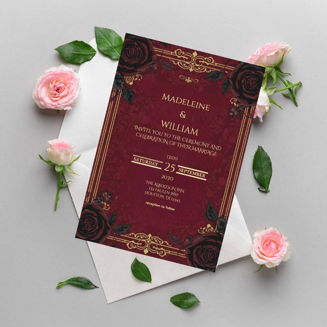 Elegant Gothic Romance Wedding  Invitation (Creator Uploaded)