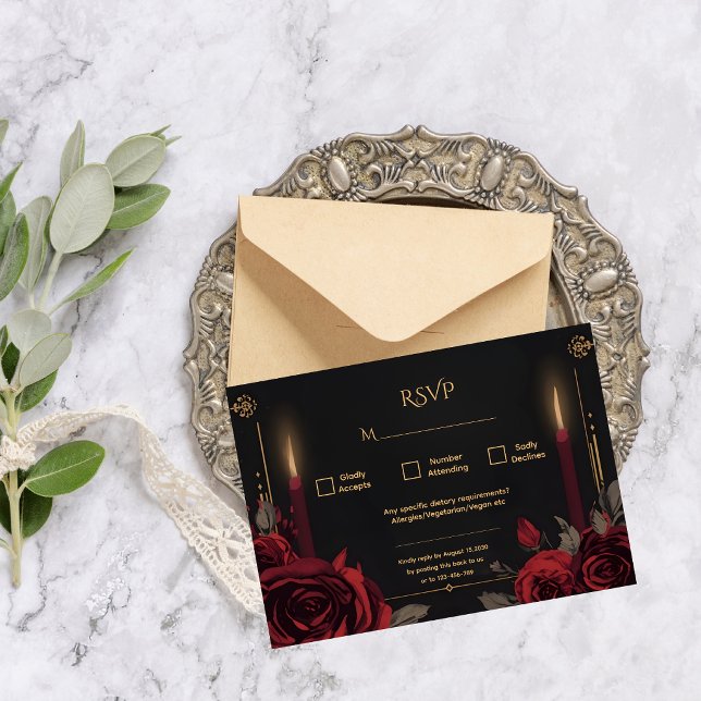 Elegant Gothic Romance Wedding  RSVP Card (Creator Uploaded)