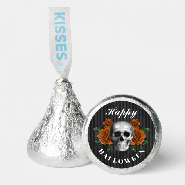 Elegant Gothic Roses & Skull Happy Halloween  Hershey®'s Kisses® (Front)
