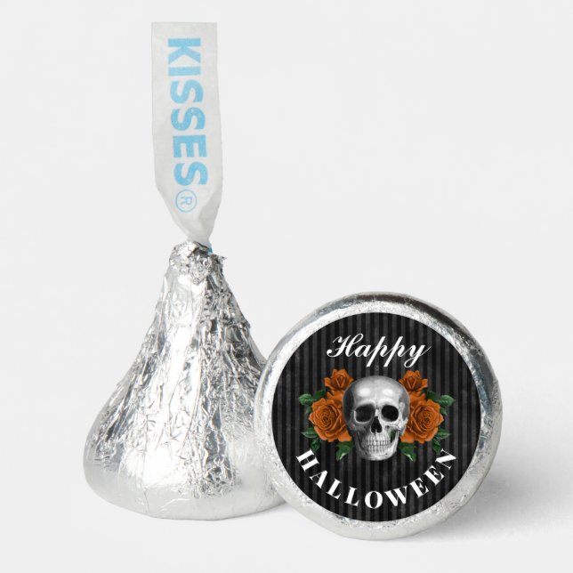 Elegant Gothic Roses & Skull Happy Halloween  Hershey®'s Kisses® (Front)