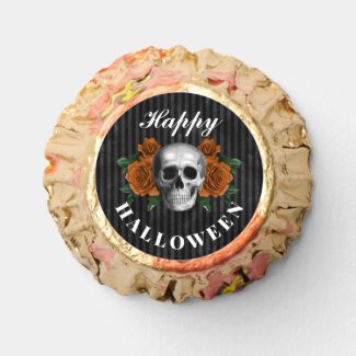Elegant Gothic Roses & Skull Happy Halloween 