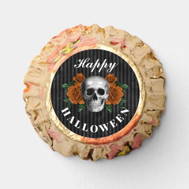 Elegant Gothic Roses & Skull Happy Halloween  Reese's Peanut Butter Cups (Front)