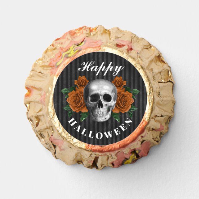 Elegant Gothic Roses & Skull Happy Halloween Reese's Peanut Butter Cups (Front)