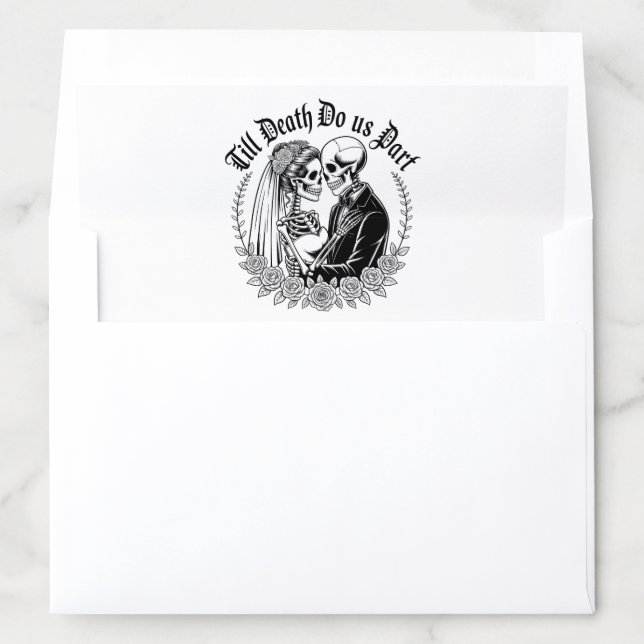 Elegant Gothic Skeleton "Till Death" Wedding  Envelope Liner (In Envelope)
