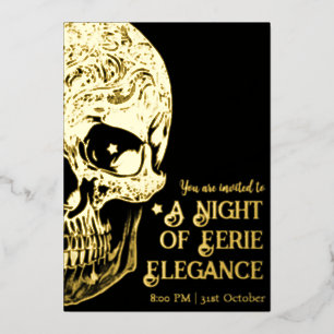 Elegant Gothic Skull Halloween Party Foil Invitation