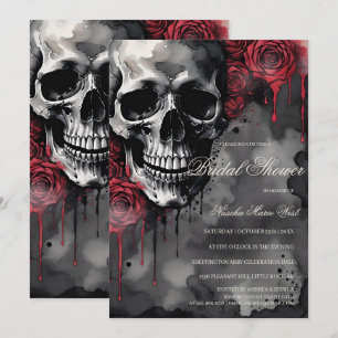 Elegant Gothic Skull & Roses Bridal Shower Invitation