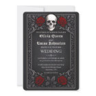 Elegant Gothic Skull & Roses Wedding Invitation