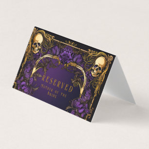 Elegant Gothic Skull & Roses Wedding Place Card