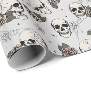 Elegant Gothic Skulls Halloween Dia de los Muertos Wrapping Paper