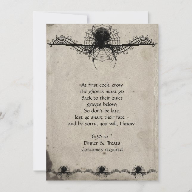 Elegant Gothic Spider Halloween Party Invitation (Front)