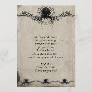 Elegant Gothic Spider Halloween Party Invitation