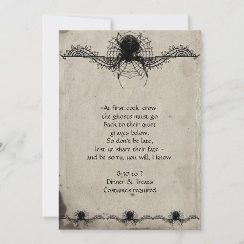 Elegant Gothic Spider Halloween Party Invitation