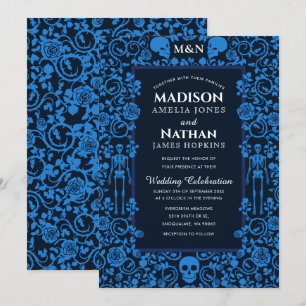 Elegant Gothic Victorian Blue Wedding Invitation