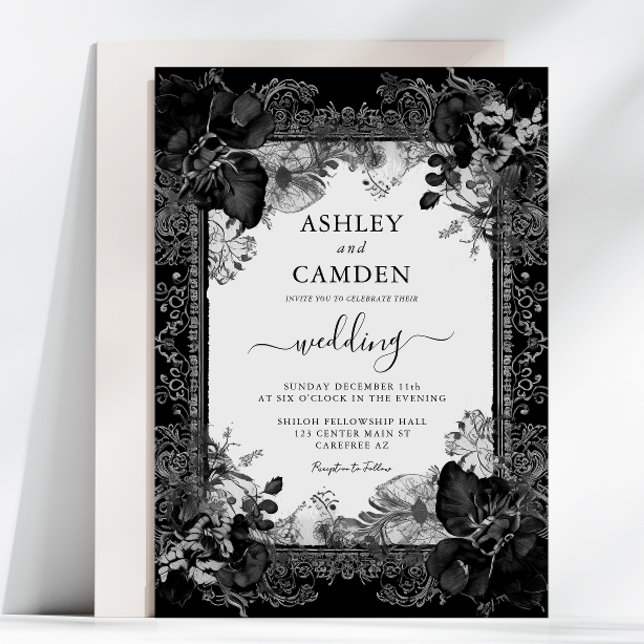 Elegant Gothic Victorian Floral Wedding Invitation (Creator Uploaded)