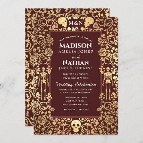 Elegant Gothic Victorian Gold Foil Wedding Invitation