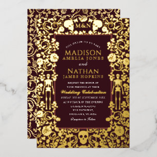 Elegant Gothic Victorian Gold Wedding Foil Invitation