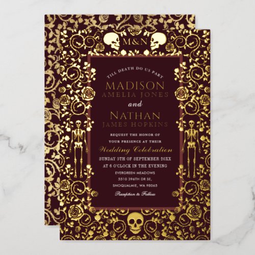 Elegant Gothic Victorian Gold Wedding Foil Invitation