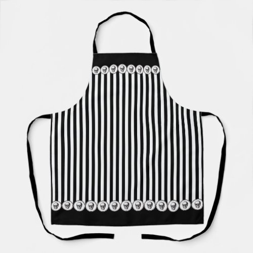 Elegant Gothic Vintage Stripes  Skull Pattern   Apron