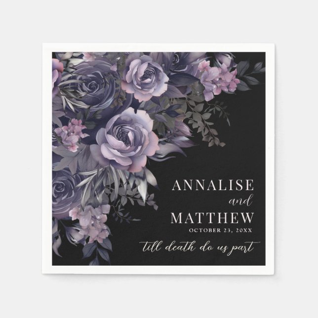 Elegant Gothic Wedding Napkins (Front)