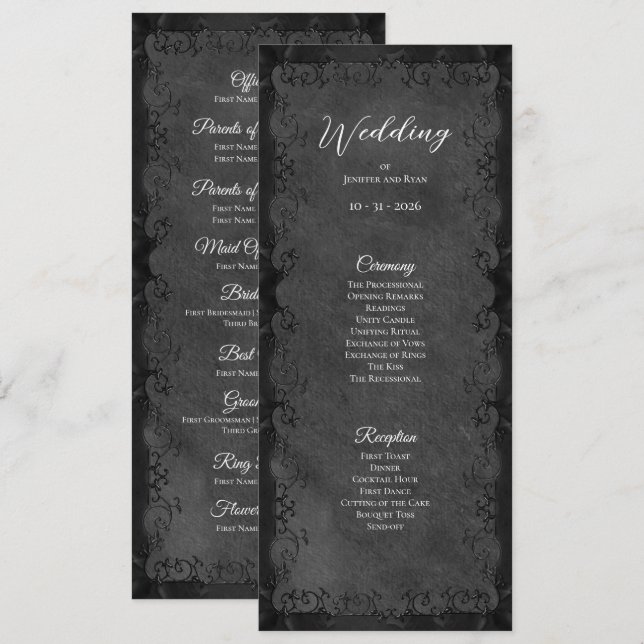 Elegant Gothic Wedding Program (Front/Back)