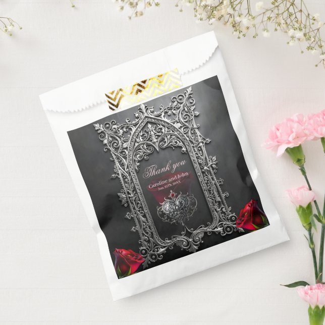 Elegant Gothic Wedding Rose Frame  Favor Bag (Sealed)