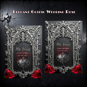 Elegant Gothic Wedding Rose Frame Foil Vow Books