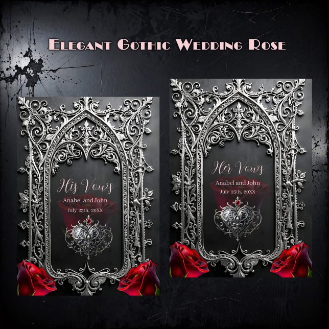 Elegant Gothic Wedding Rose Frame Foil Vow Books (Creator Uploaded)