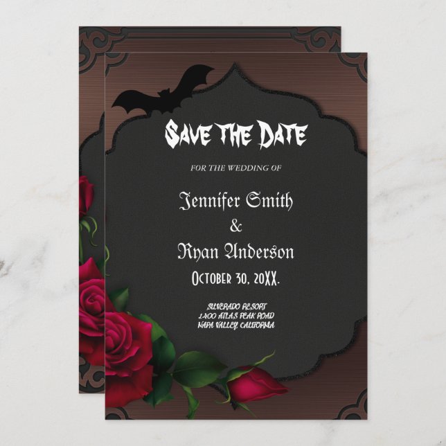 Elegant  Gothic  wedding save the date  Invitation (Front/Back)
