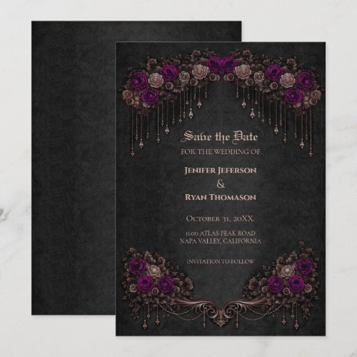 Elegant Gothic wedding save the date invitation