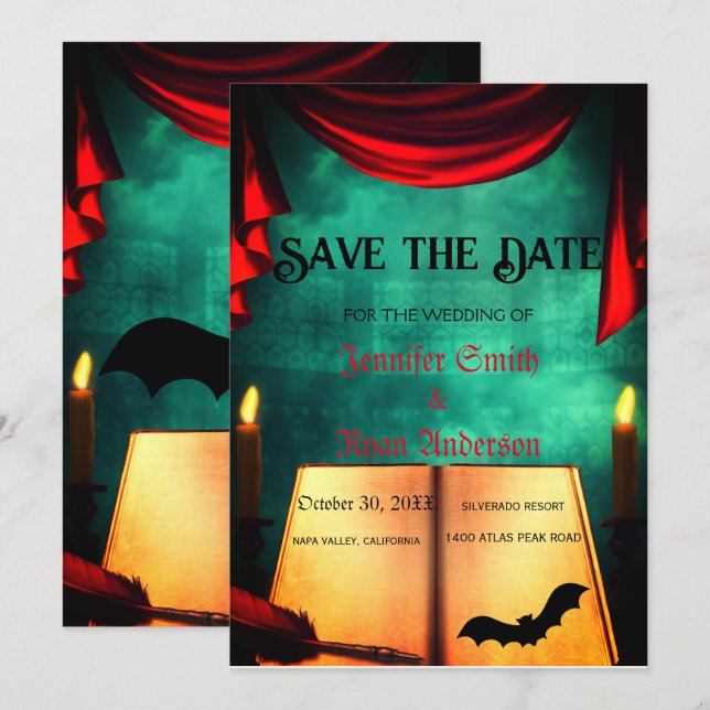 Elegant  Gothic  wedding save the date  Invitation (Front/Back)