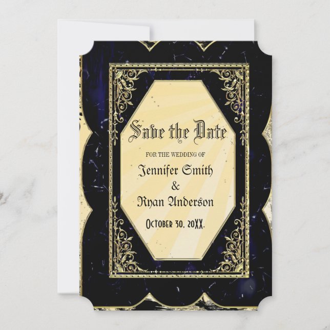 Elegant  Gothic  wedding save the date  Invitation (Front)