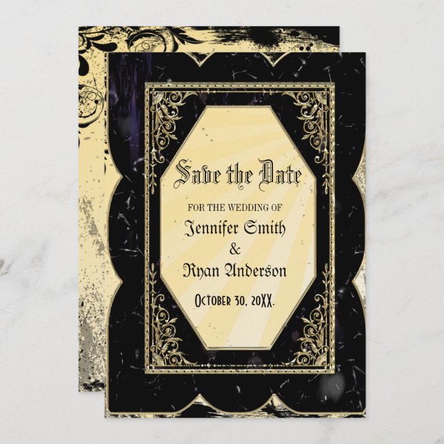 Elegant  Gothic  wedding save the date  Invitation (Front/Back)