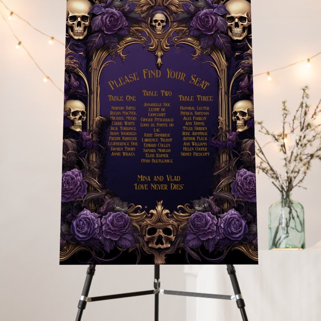 Elegant Gothic Wedding Seating Chart Foam Board (In Situ (Stand))