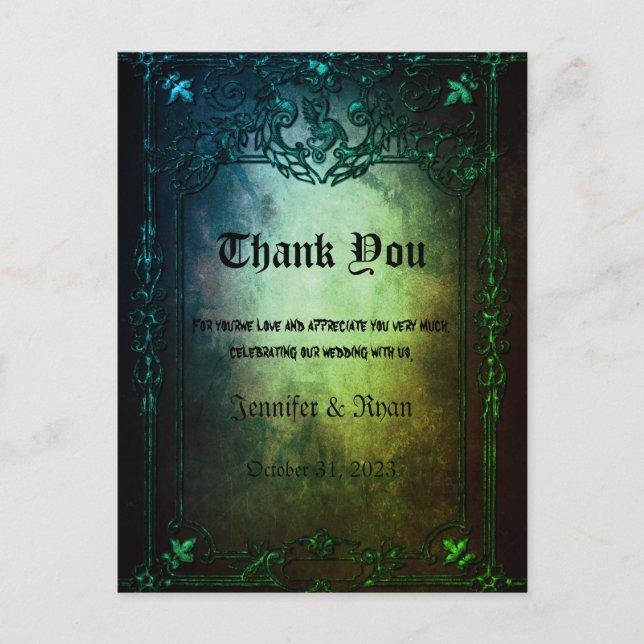Elegant Gothic wedding Thank You Card (Front)