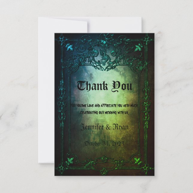 Elegant Gothic wedding Thank You Card (Front)