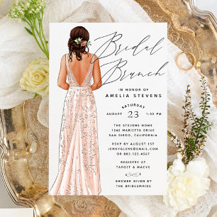 Elegant Gown Bridal Brunch Invitation