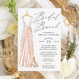 Elegant Gown Bridal Brunch Invitation