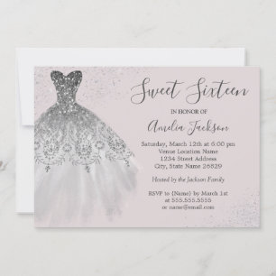 Elegant Gown Dusty Pink Sweet Sixteen Invitation