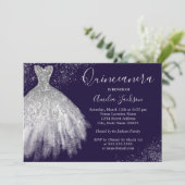 Elegant Gown Purple Quinceanera Invitation (Standing Front)