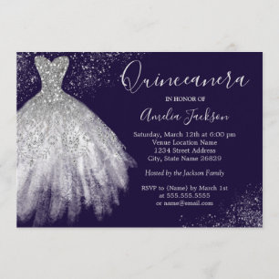 Elegant Gown Purple Quinceanera Invitation