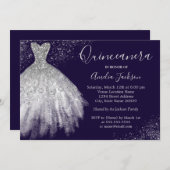 Elegant Gown Purple Quinceanera Invitation (Front/Back)